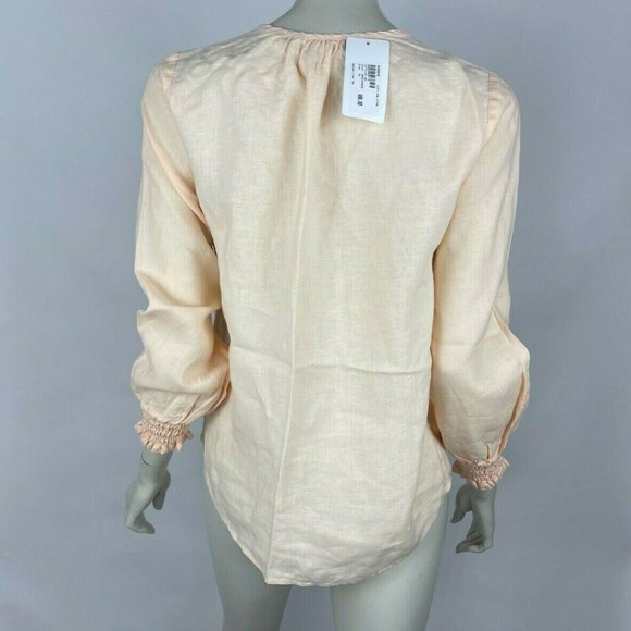 Anthropologie Cloth & Stone 100% Linen Blouse Top Tie Front Long Sleeve Women XS - Picture 3 of 11